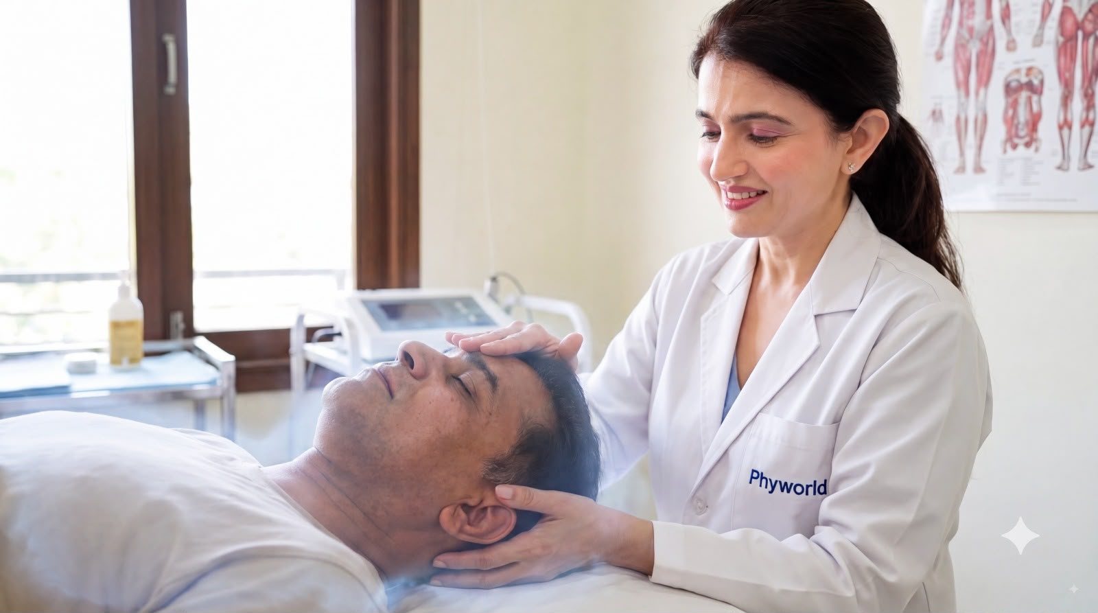 Dr. Vandana Jaisingh giving a craniosacral therapy hold