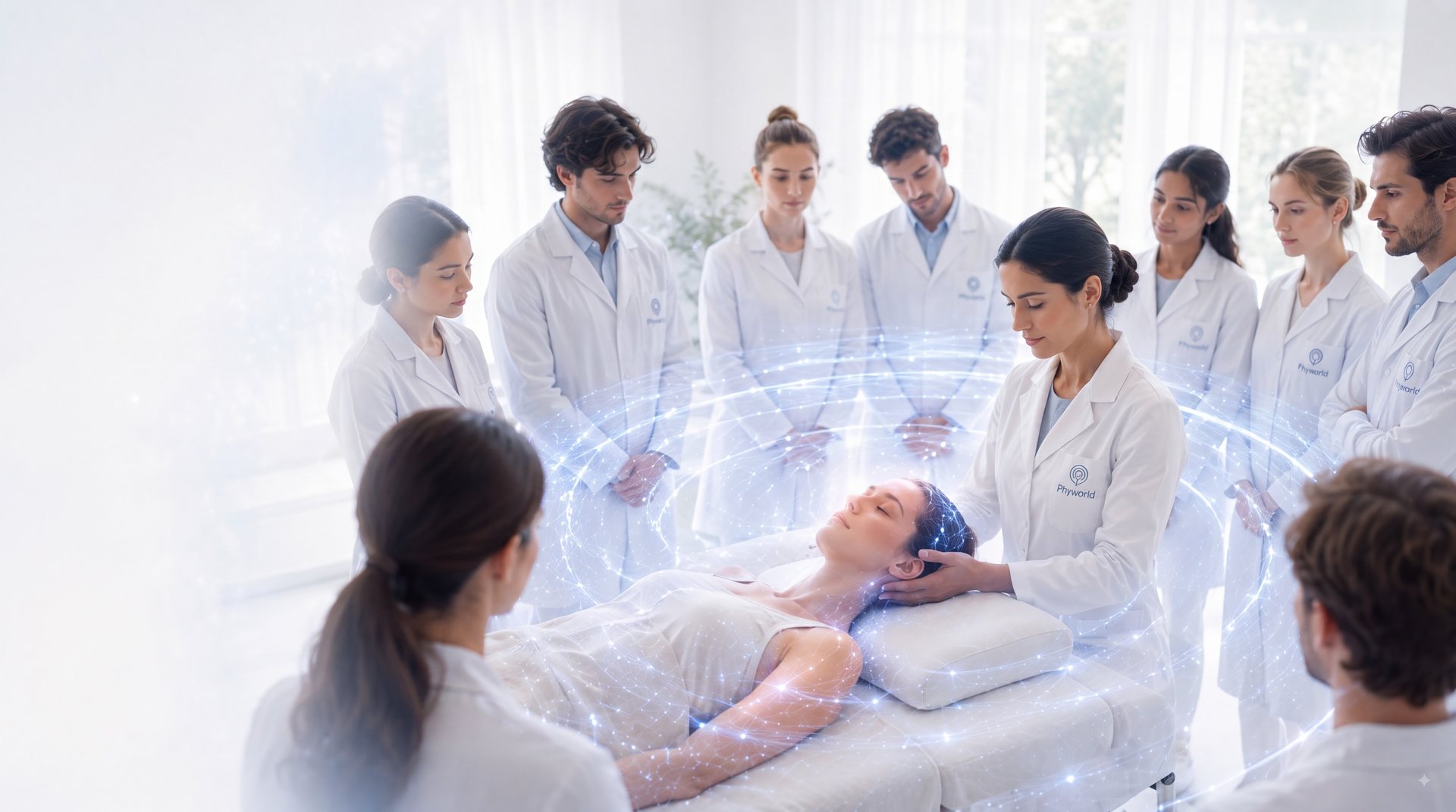 A group of practitioners learning craniosacral therapy